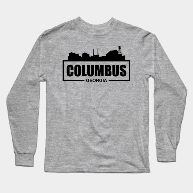Columbus Georgia Downtown City Skyline Riverwalk Silhouette Long Sleeve T-Shirt by JakeRhodes